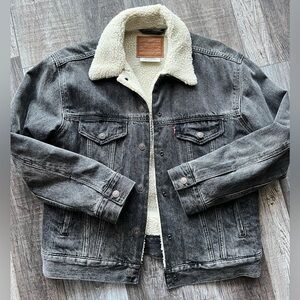LEVIS | Grey Denim Jacket with Sherpa Lining